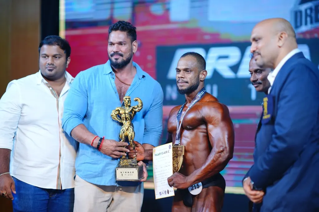 First place bodybuilder with Valar Classic medal and trophy