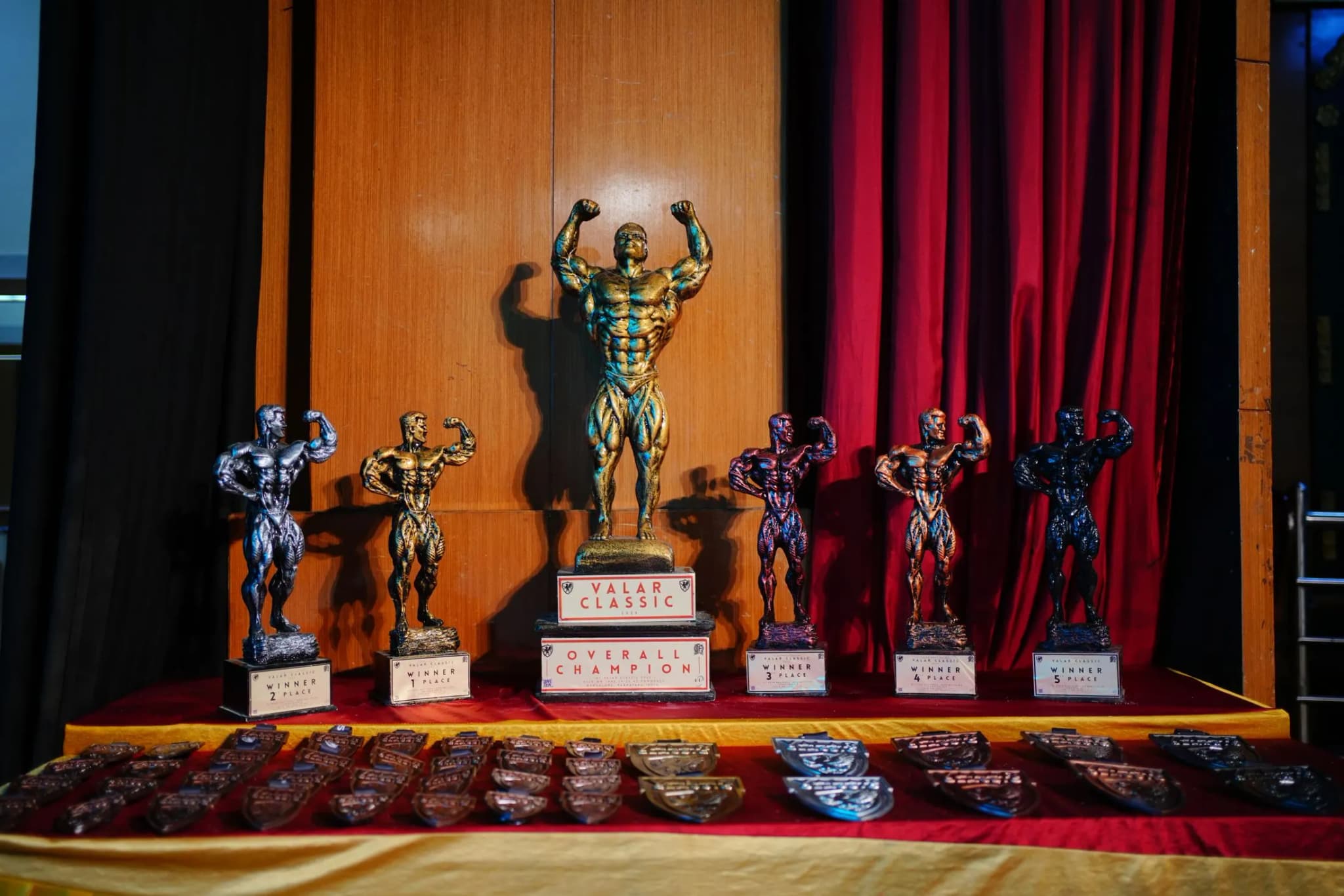 Championship trophies display